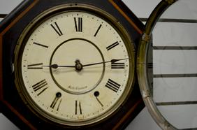 Seth Thomas Short Drop Octogon Clock. T&S, signed 10″