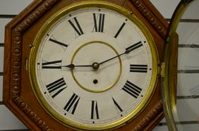 Waterbury Oak “Arion” Short Drop Clock. T/O, unsigned