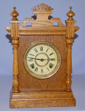 Antique Ansonia Oak “Troy” Cabinet Clock