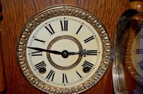 Antique Ansonia Oak “Troy” Cabinet Clock