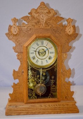 Antique Seth Thomas Oak Capitol Series Kitchen Clock