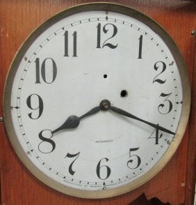 Antique Oak Monarch Telephone Co. Regulator Clock