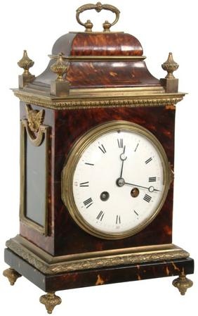 French Tortoiseshell and Bronze Mantle Clock