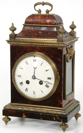 French Tortoiseshell and Bronze Mantle Clock