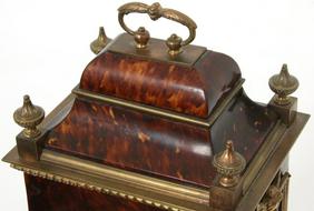 French Tortoiseshell and Bronze Mantle Clock