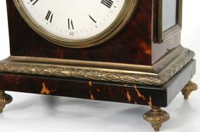 French Tortoiseshell and Bronze Mantle Clock