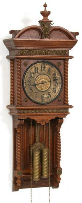 Ansonia “Niobe” Oak Weight Driven Wall Clock
