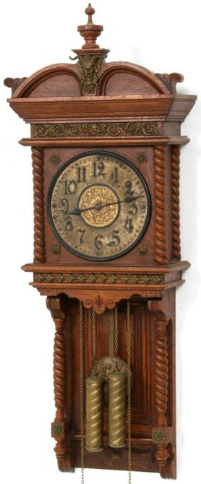Ansonia “Niobe” Oak Weight Driven Wall Clock