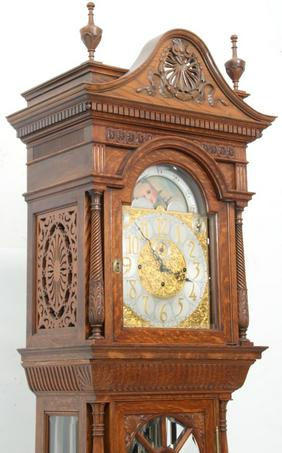 Walter Durfee 9 Tube Oak Grandfather Clock