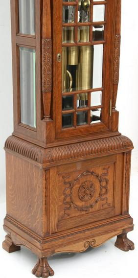 Walter Durfee 9 Tube Oak Grandfather Clock