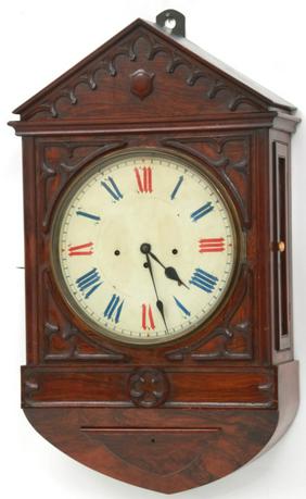 Rosewood 3 Train Gothic Fusee Wall Clock