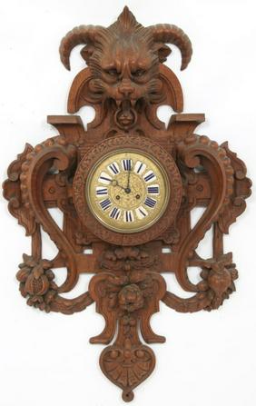 Large Carved Oak Wall Clock