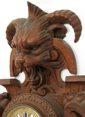 Large Carved Oak Wall Clock
