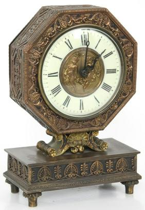 E.F. Caldwell & Co. Gilt Bronze Mantle Clock