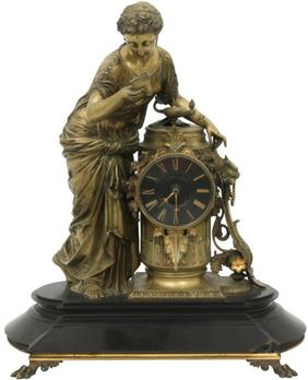 Ball Black & Co. Bronze & Marble Figural Clock
