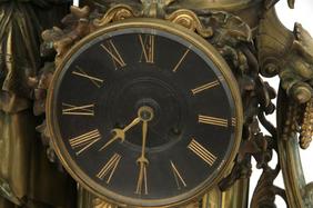 Ball Black & Co. Bronze & Marble Figural Clock