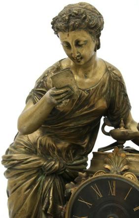 Ball Black & Co. Bronze & Marble Figural Clock