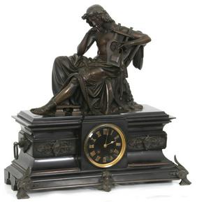 French Bronze & Marble Clock