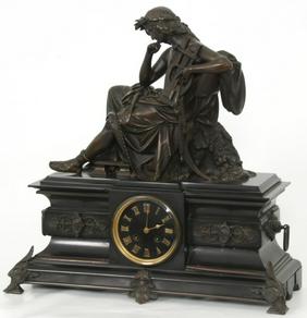 French Bronze & Marble Clock