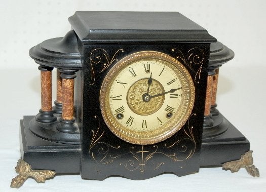 Gilbert 6 Column Black Mantel Clock