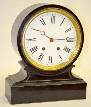 French Black Slate Balloon Clock, 1870