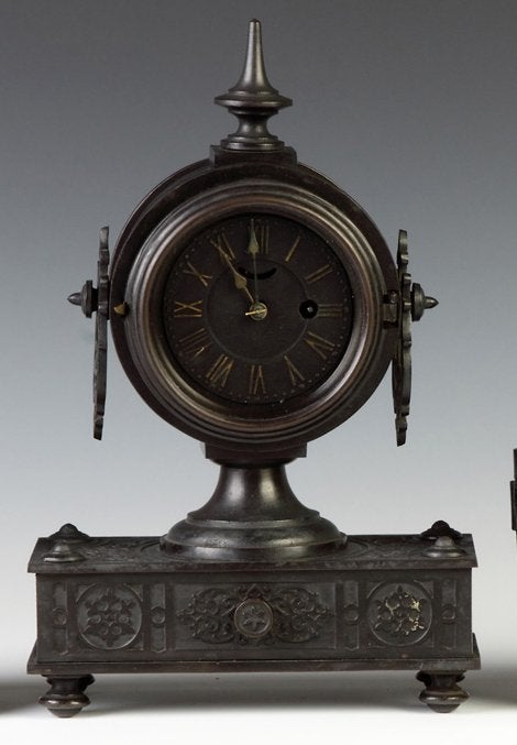 Victorian L. Hubbell Cast Iron Shelf Clock