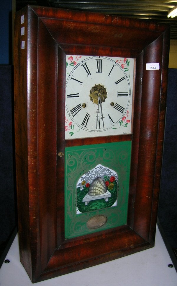 A JEROME (USA) MAHOGANY OGEE SHELF CLOCK