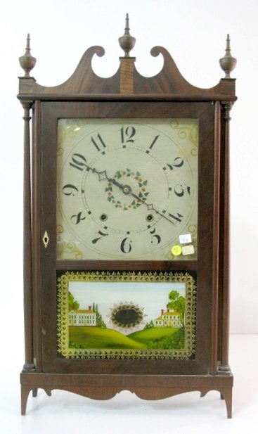 Olcott Cheney Pillar & Scroll Clock