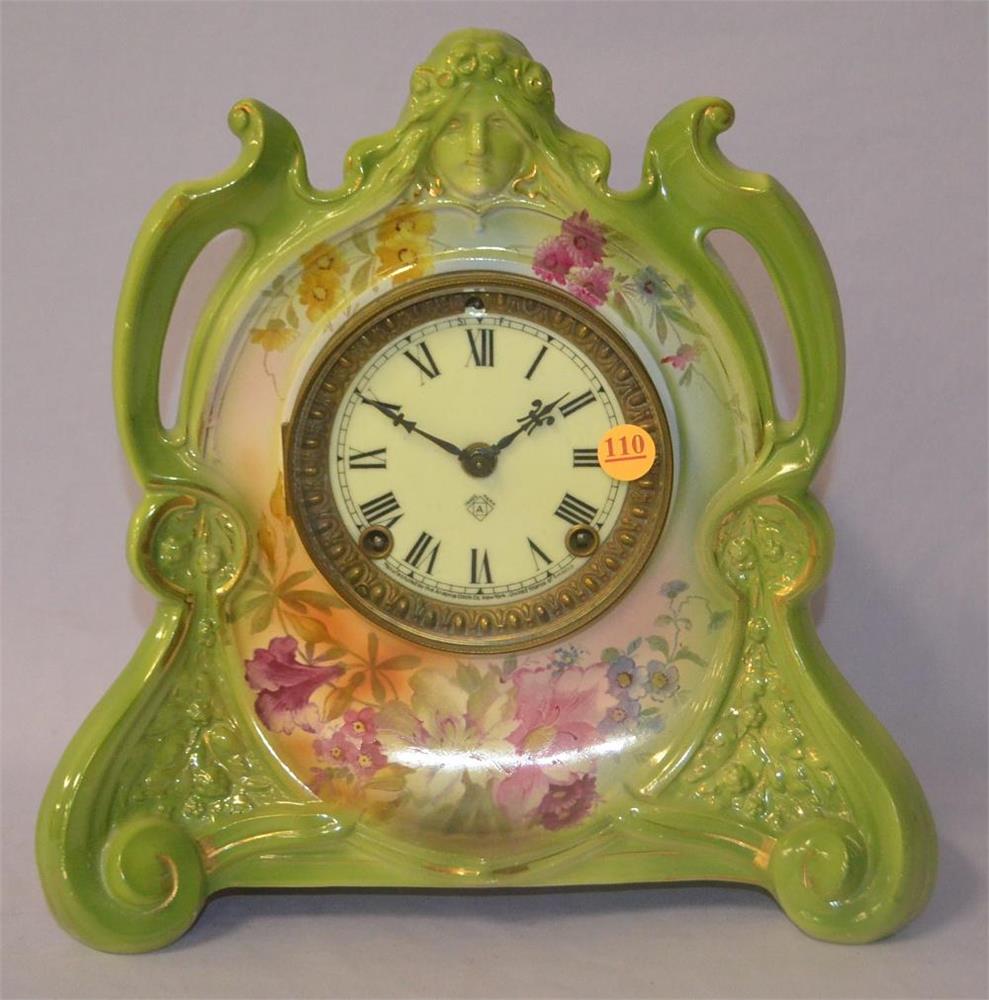 Antique Ansonia (La Chapelle) porcelain Mantle Clock