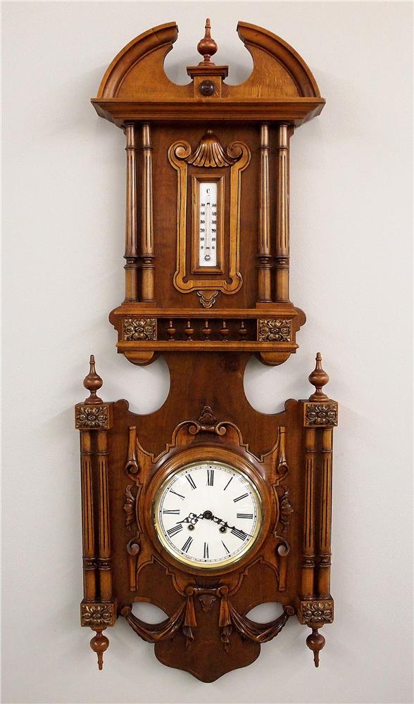 French Wall Barometer With Clock