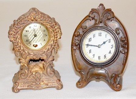 2 Decorative Metal Case Novelty Clocks