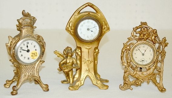 2 New Haven & 1 German Metal Novelty Clocks