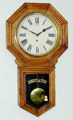 Wm. Gilbert Oak Octagon Long Drop Clock, TO