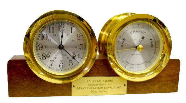 Seth Thomas Brass Desk Clock Set, “Corsair”