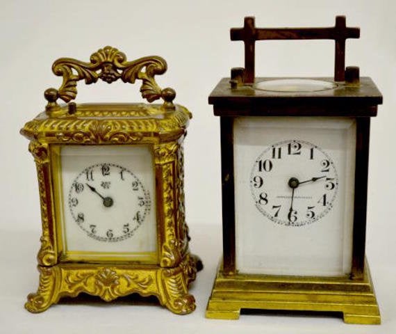 2 Antique Waterbury Carriage Clocks