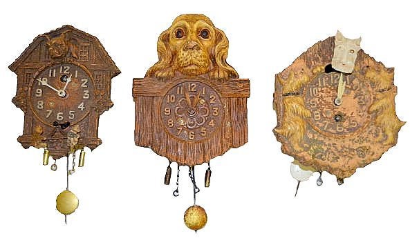 3 Lux & Keebler Dog Pendulette Clocks