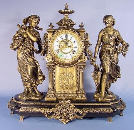 Ansonia Summer & Winter Double Satue Clock