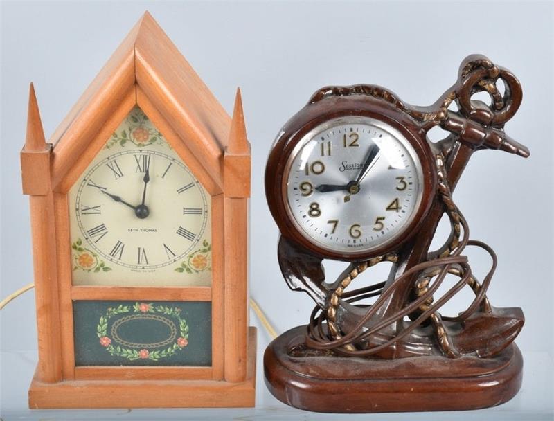 2-VINTAGE ELECTRIC CLOCKS, SETH THOMAS & SESSIONS