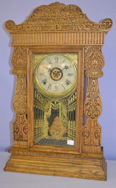 Antique Gilbert Oak “Jewel No. 12” Kitchen Clock