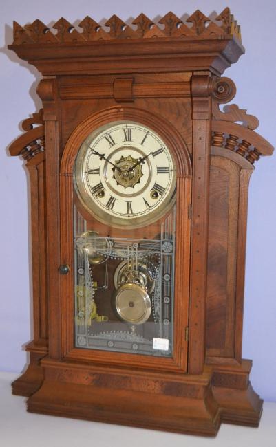 Antique Walnut Waterbury Parlor Clock