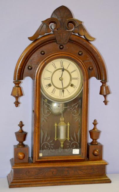 Antique Walnut New Haven “Drop Parlor” Clock