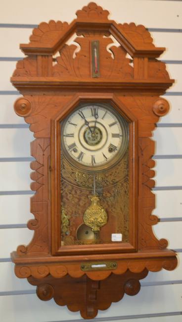 Antique Walnut  Ingraham Hanging Kitchen Clock