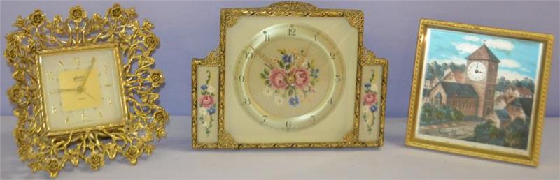 3 Vintage Picture Frame Desk Clocks