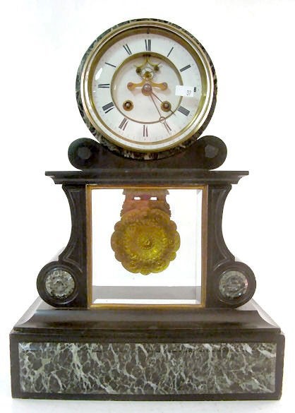 French Slate & Marble Mantle Clock