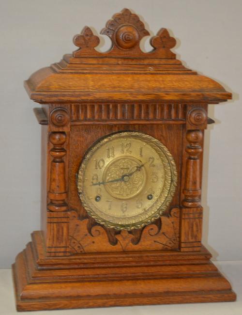 Antique Oak Carved Cabinet Clock