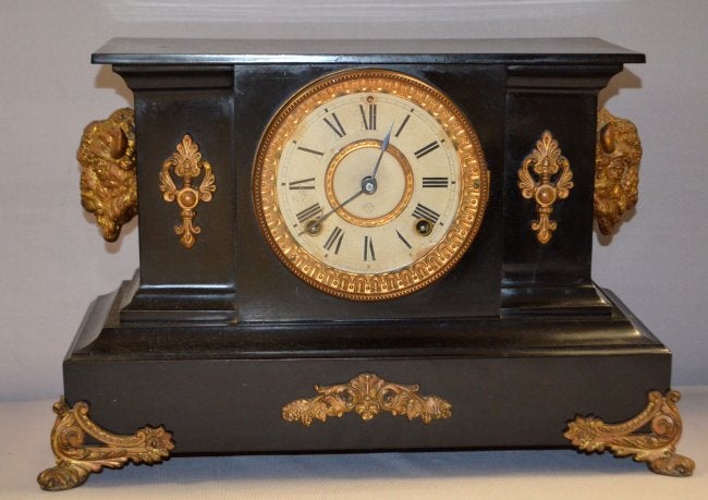 Antique Ansonia Mantle Clock w/ Buffalo Heads