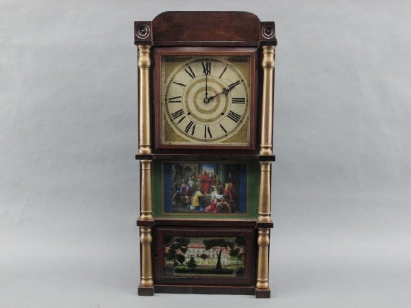 BIRGE MALLORY TRIPLE DECKER HALF-COLUMN SHELF CLOCK