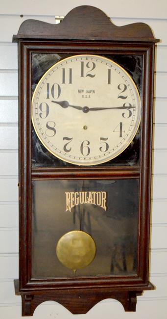 Antique New Haven “Referee” Hanging Regulator Clock.