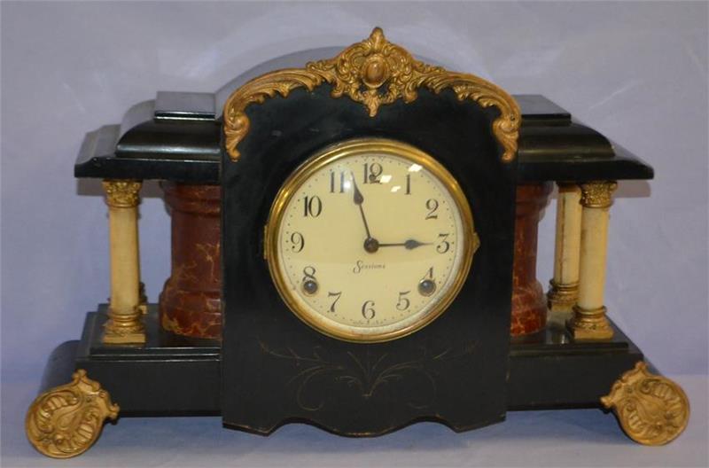 Antique Sessions Mantle Clock. Enameled Wood Case