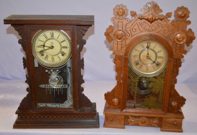 2 Antique Kitchen Clocks, Waterbury & Gilbert